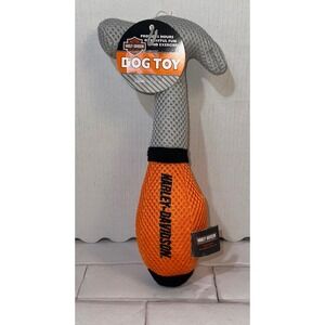 Harley-Davidson Hammer Plush Squeaky Dog Toy Orange Grey Black Mesh 2014 NEW
